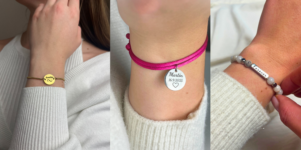 Personalizované náramky s gravírováním